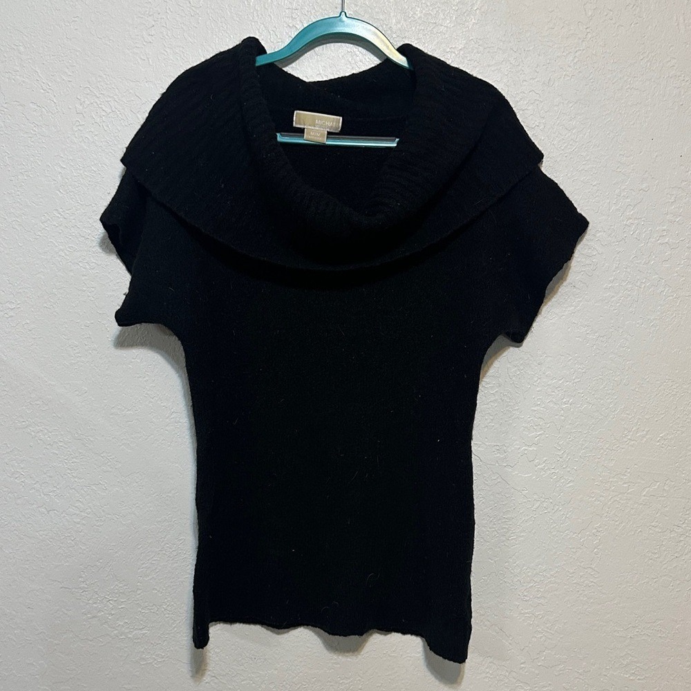 Michael Michael Kors Blackโ Cowl Neck Short Sleeve Knit Sweater Size M